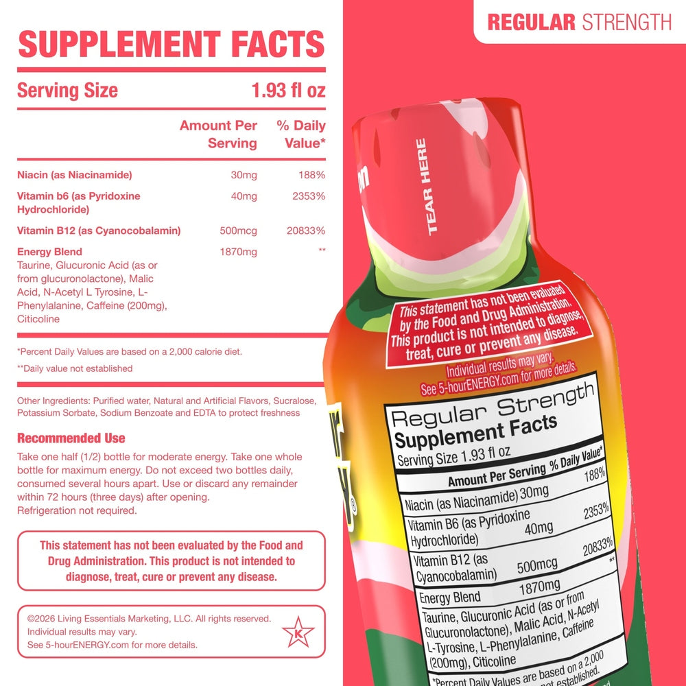 Watermelon Flavor Regular Strength 5-hour ENERGY Shots