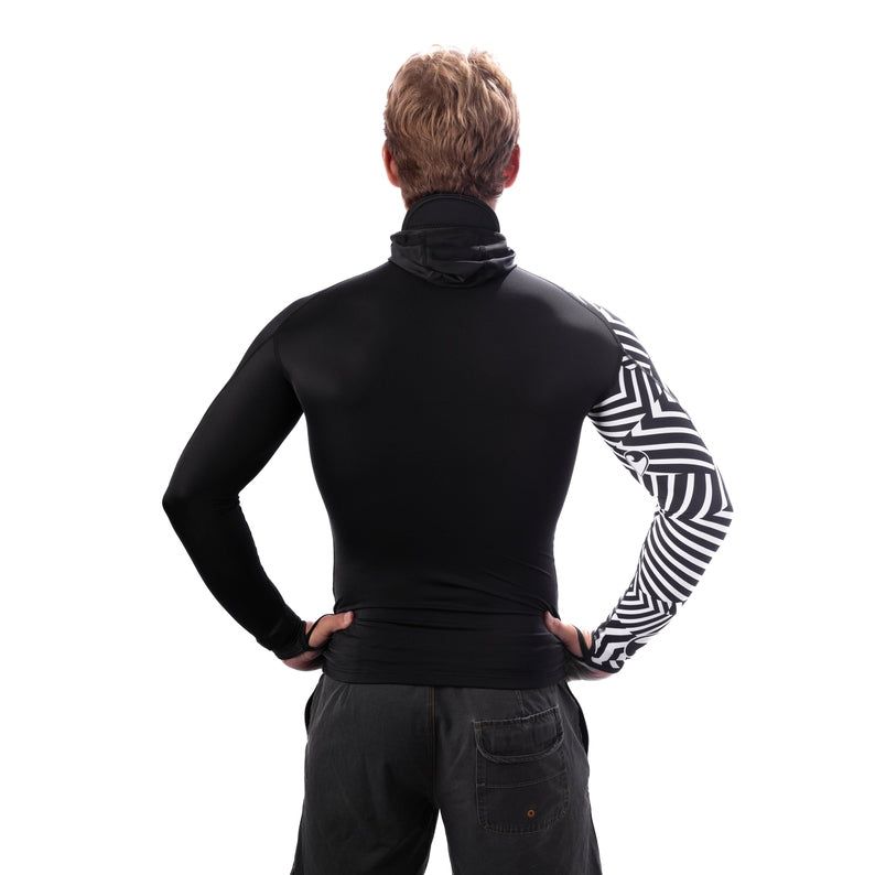 WAIHANA Black Carvico Hooded Surf Rashguard