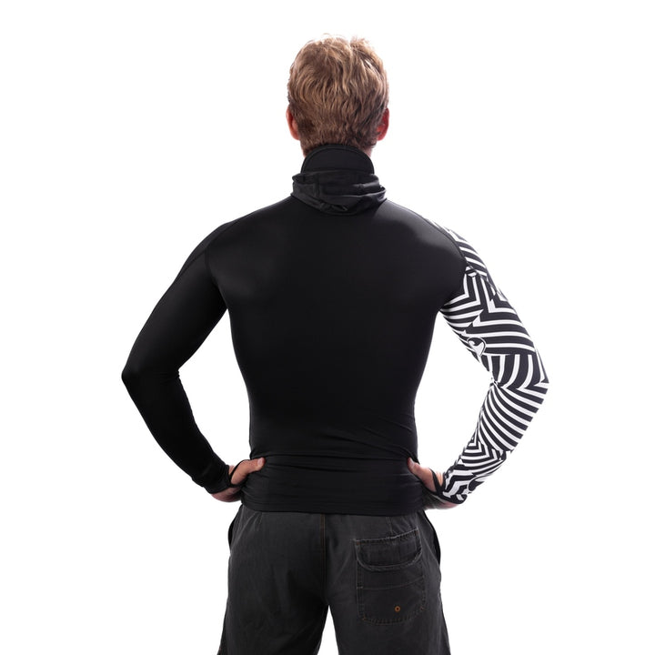 WAIHANA Black Carvico Hooded Surf Rashguard