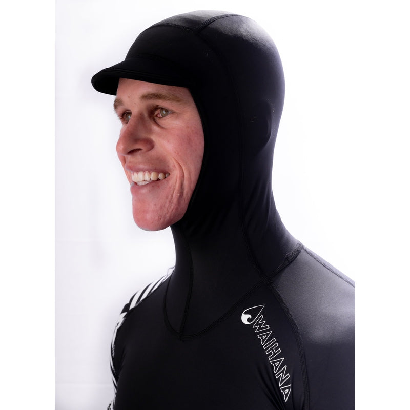 WAIHANA Black Carvico Hooded Surf Rashguard
