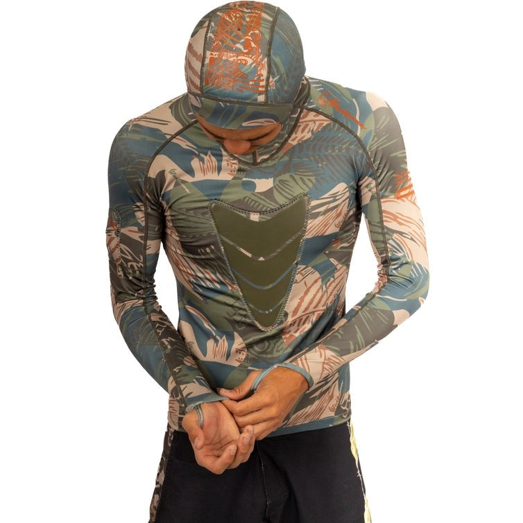 WAIHANA Hawaiian Brushstroke Hooded Spearfishing Rashguard