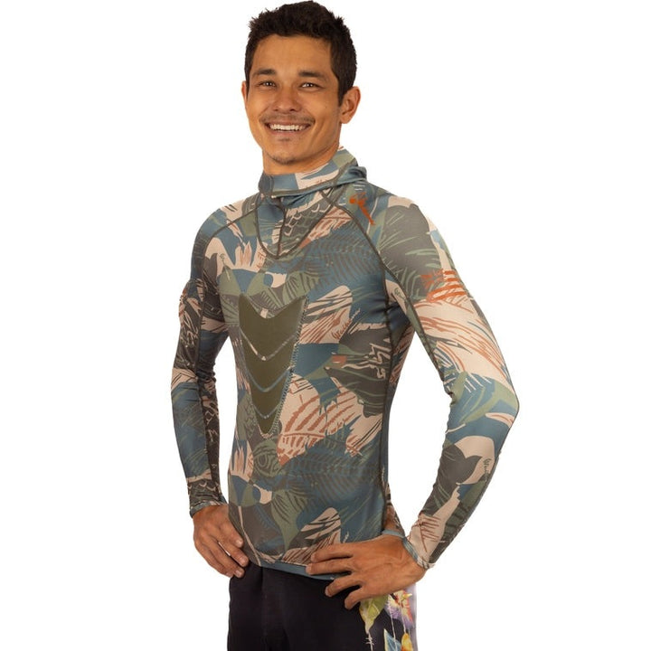 WAIHANA Hawaiian Brushstroke Hooded Spearfishing Rashguard