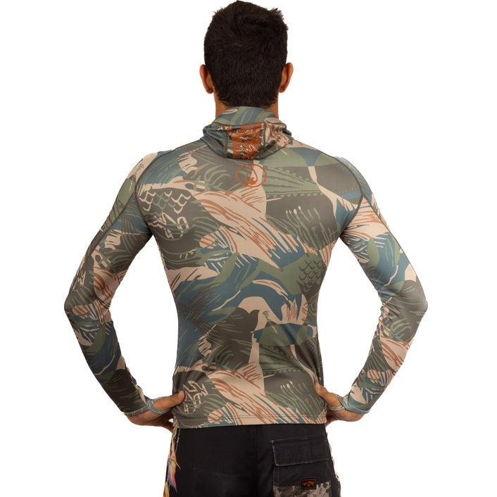 WAIHANA Hawaiian Brushstroke Hooded Spearfishing Rashguard