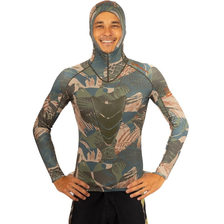 WAIHANA Hawaiian Brushstroke Hooded Spearfishing Rashguard