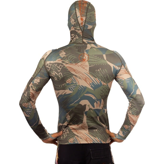 WAIHANA Hawaiian Brushstroke Hooded Spearfishing Rashguard