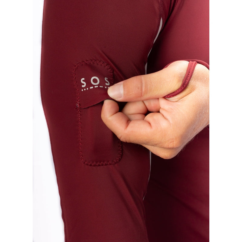 WAIHANA Maroon Carvico Hooded Surf Rash Guard