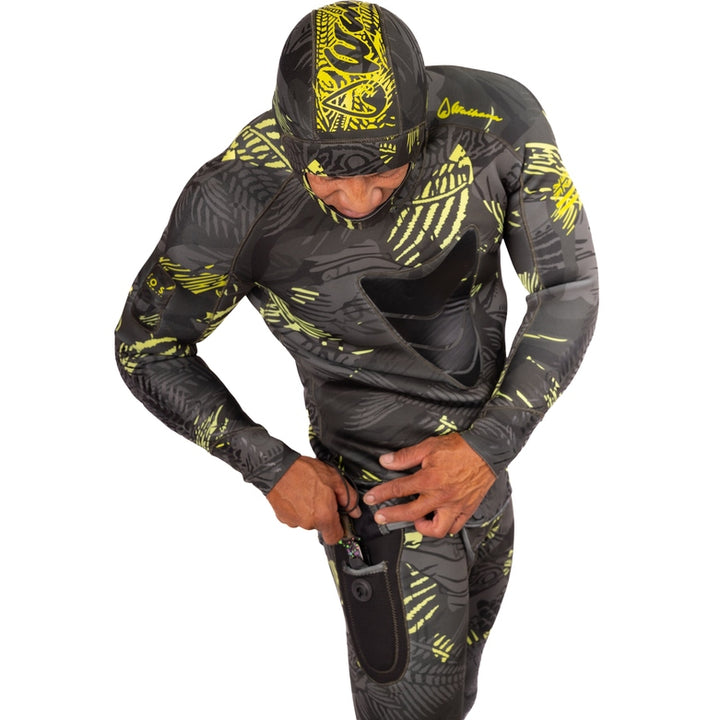 WAIHANA Men’s Lime Fishbone Spearfishing 3.5mm Wetsuit