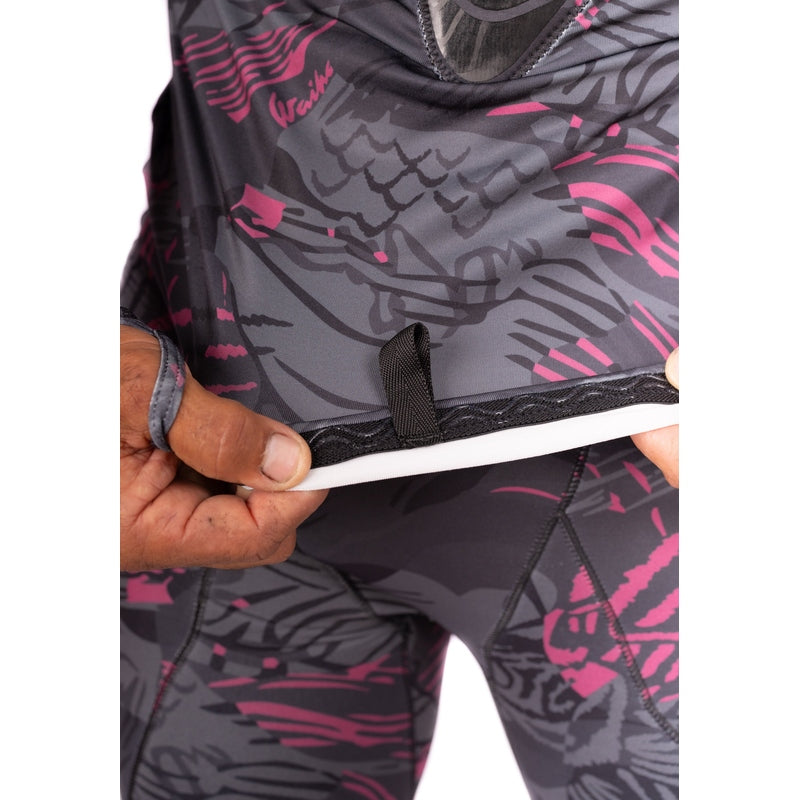 WAIHANA Pink Fishbone Hooded Spearfishing Rashguard