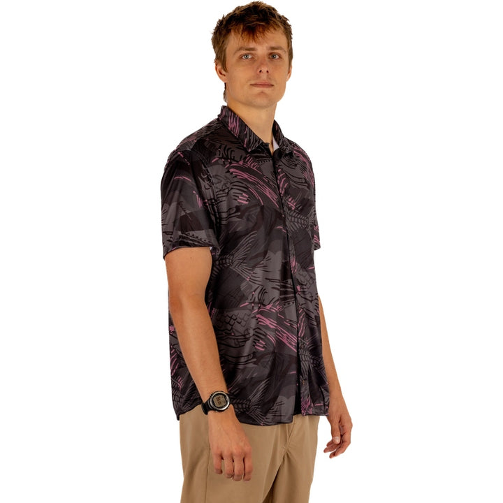 WAIHANA Unisex Pink Fishbone Aloha Shirt