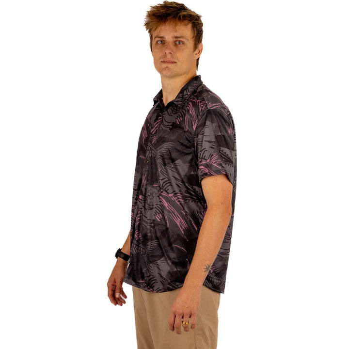 WAIHANA Unisex Pink Fishbone Aloha Shirt