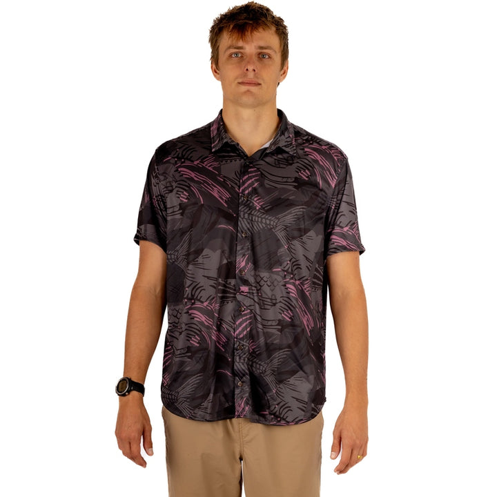 WAIHANA Unisex Pink Fishbone Aloha Shirt