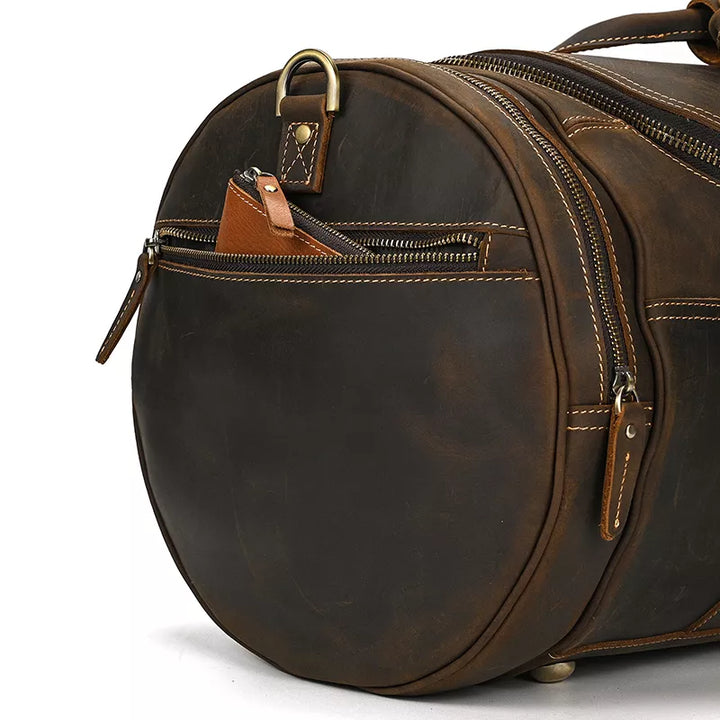 The Wainwright Weekender | Round Vintage Leather Weekender