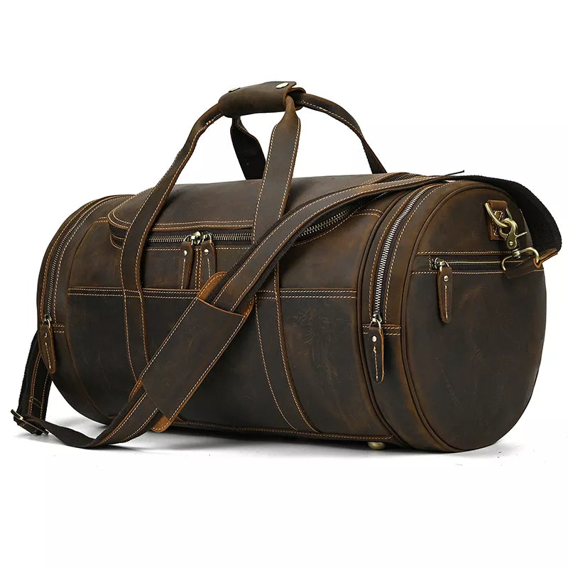 The Wainwright Weekender | Round Vintage Leather Weekender