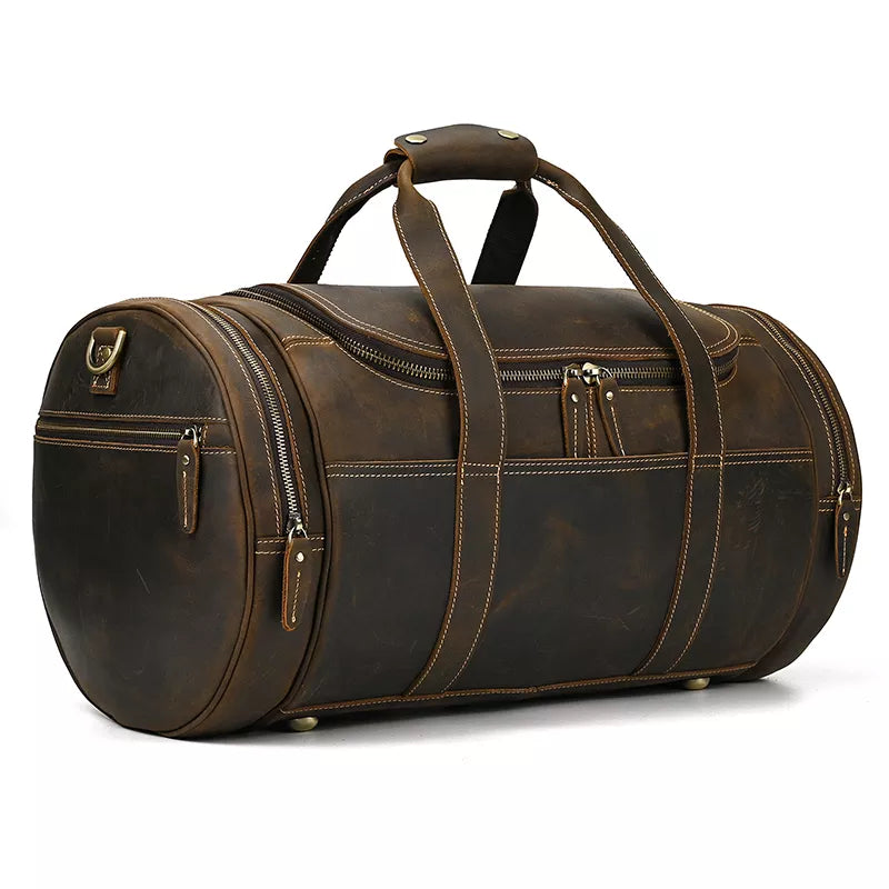 The Wainwright Weekender | Round Vintage Leather Weekender