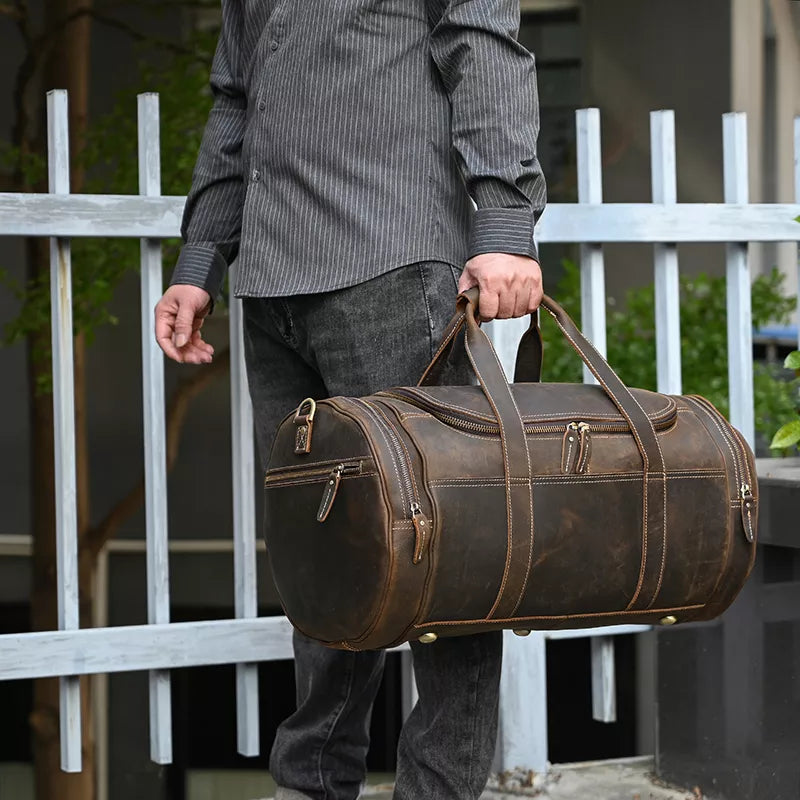 The Wainwright Weekender | Round Vintage Leather Weekender