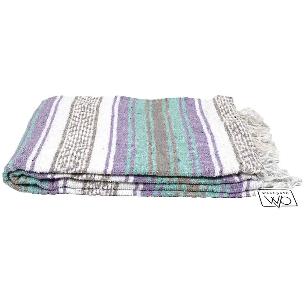 West Path Seafoam Green & Pastel Purple Mexican Falsa Blanket