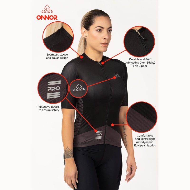 Onnor Sport Women's Nitro X1 Black Pro Cycling Jersey