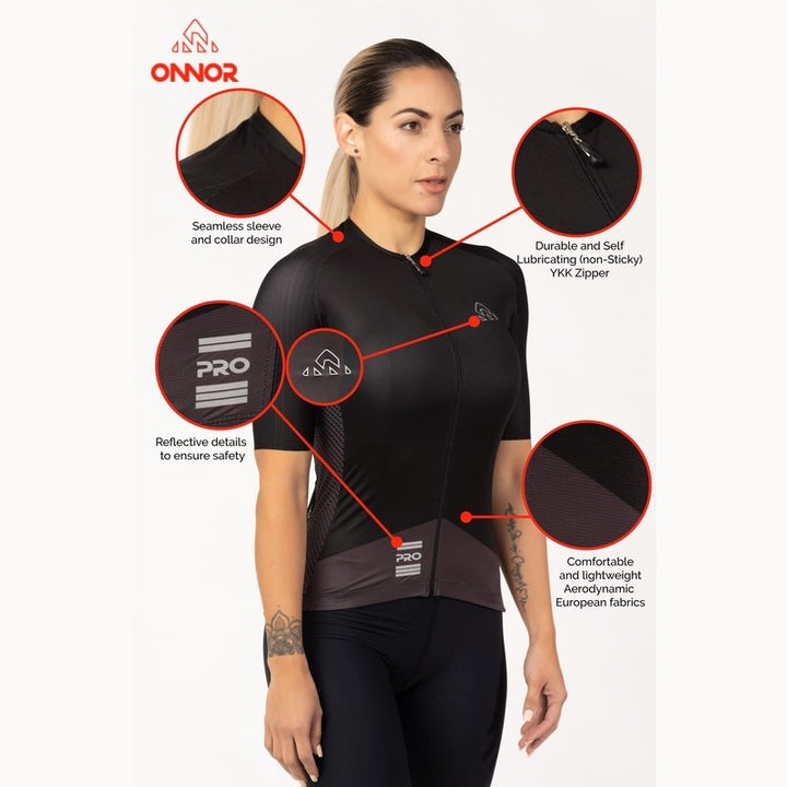 Onnor Sport Women's Nitro X1 Black Pro Cycling Jersey