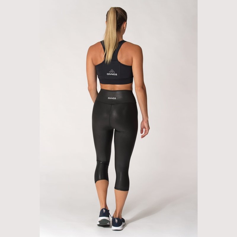 Onnor Sport Women's Fitness Black Faux Pro Capri