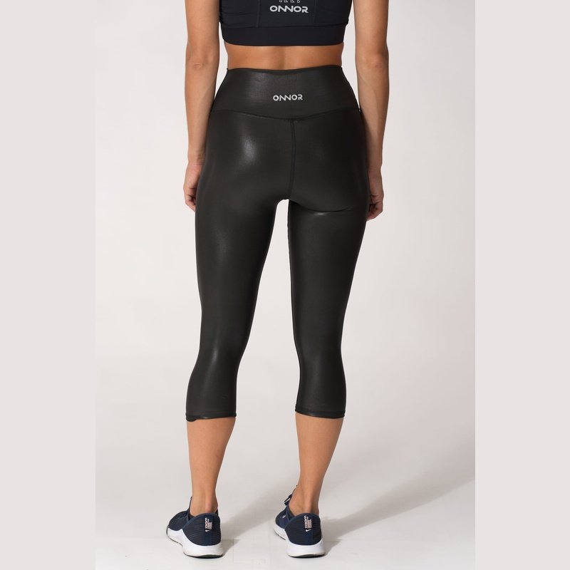 Onnor Sport Women's Fitness Black Faux Pro Capri