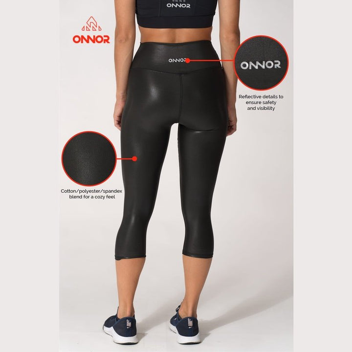 Onnor Sport Women's Fitness Black Faux Pro Capri