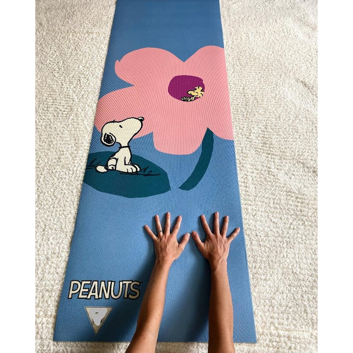 Yune Yoga Mat Peanuts Snoopy Flower Blue