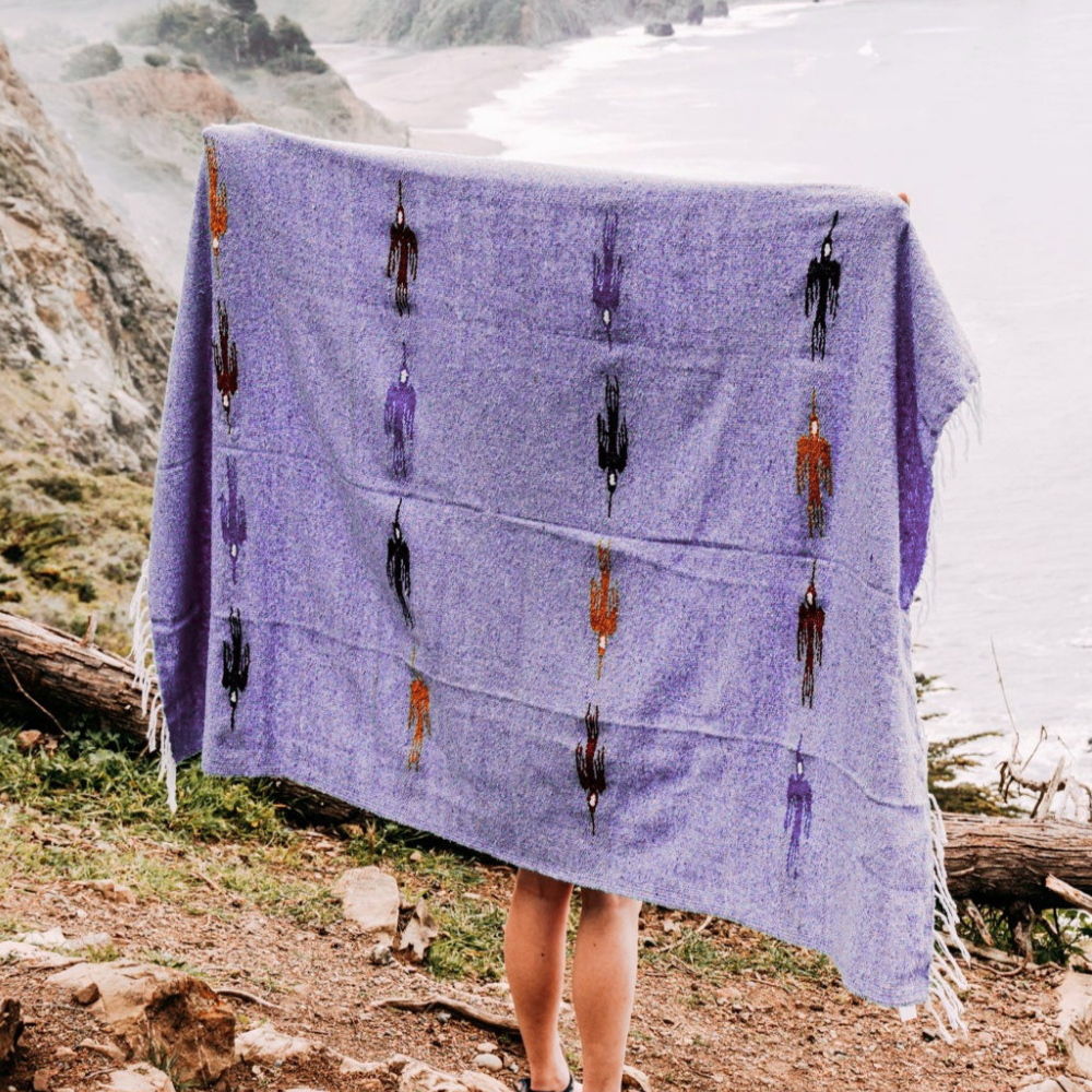 West Path Violet Thunderbird Baja Yoga Blanket