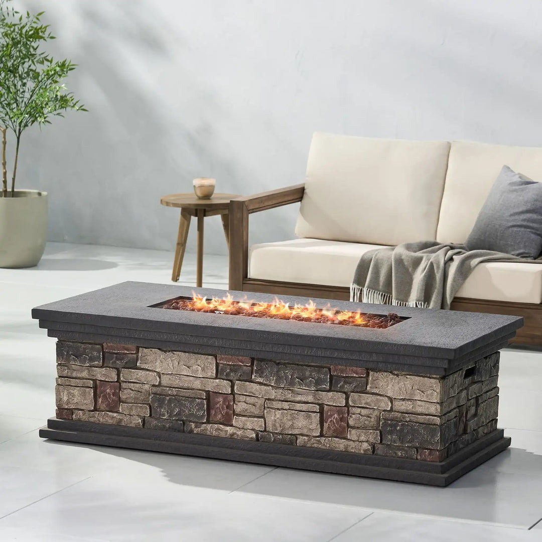 Rectangle Fire Pit with Concrete and Steel Frame