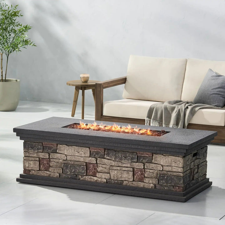 Rectangle Fire Pit with Concrete and Steel Frame