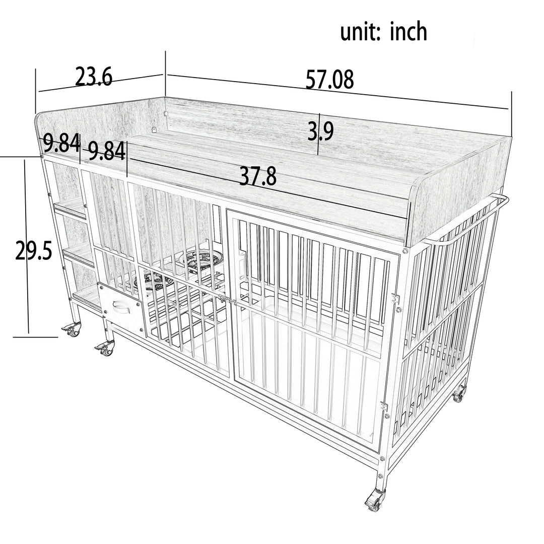 Large Pet Cage with Storage Rack Black and Beige
