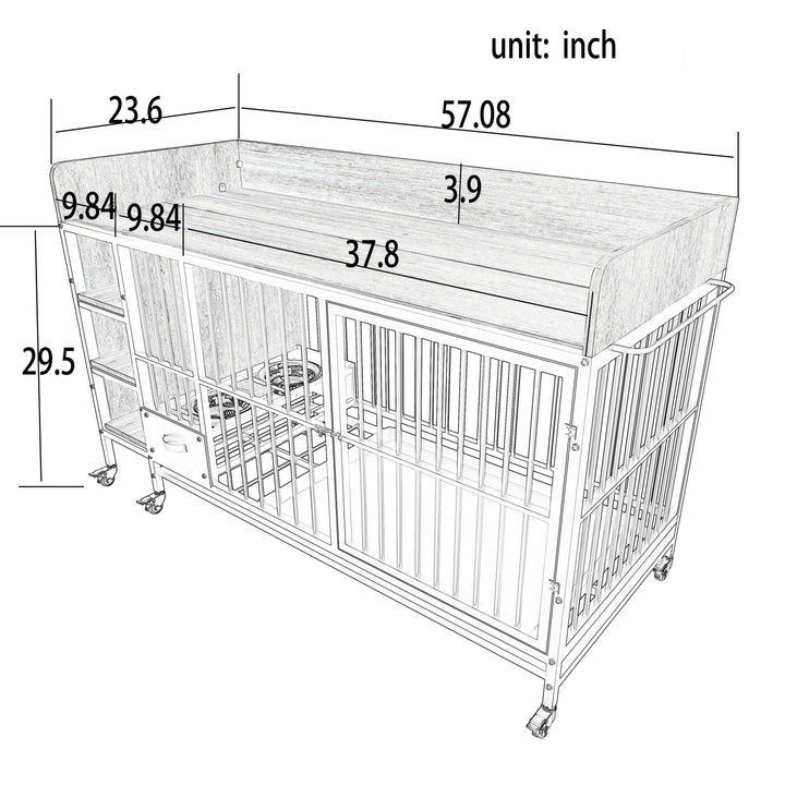 Large Pet Cage with Storage Rack Black and Beige