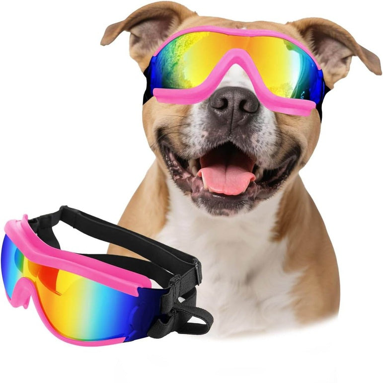 PETLESO Dog Goggles Large Breed, Large Dog Sunglasses Eye Protection for Dogs Windproof Goggles for Medium Large Dog Riding Biking Driving, Black