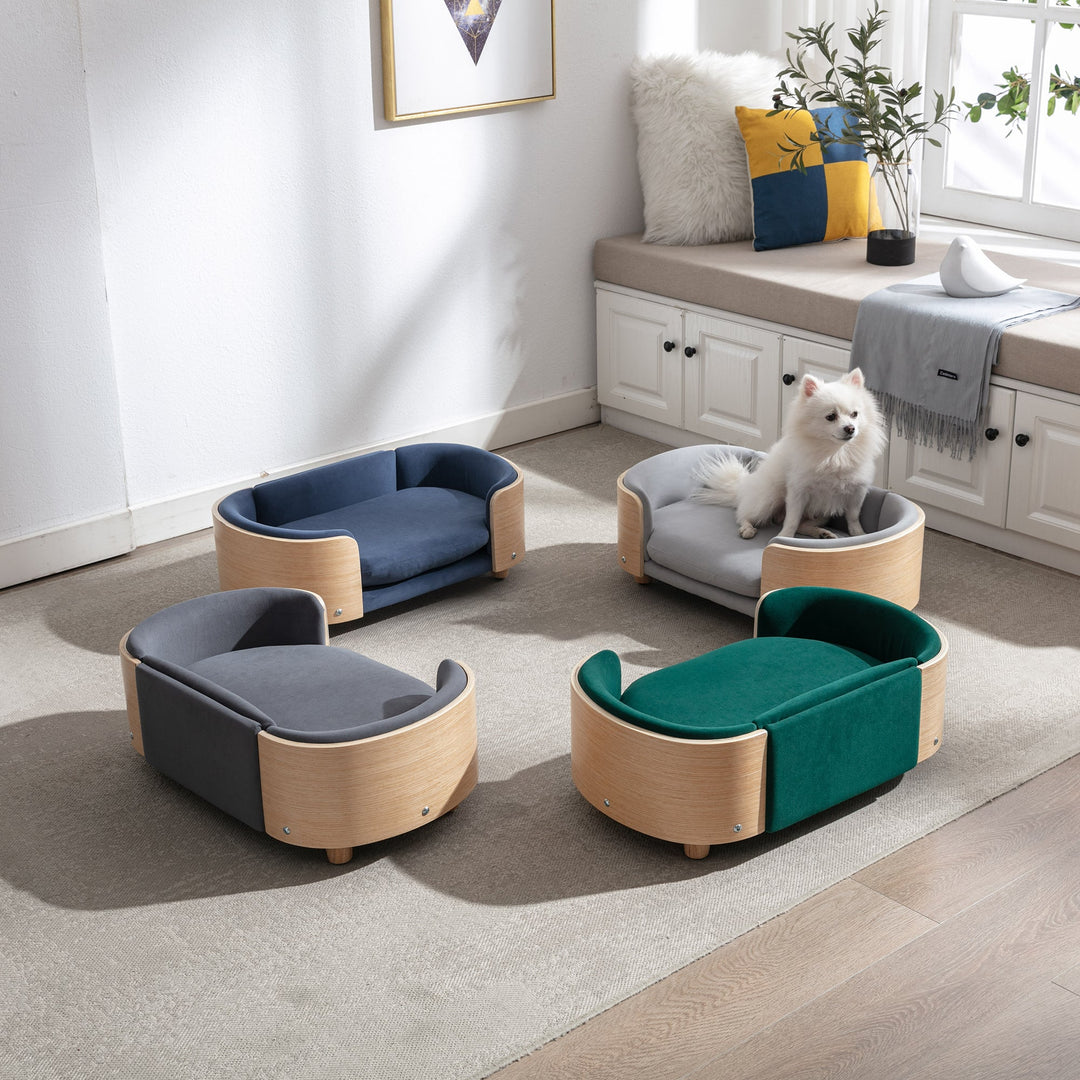 Scandinavian Style Elevated Dog Bed Pet Sofa With Solid Wood Legs