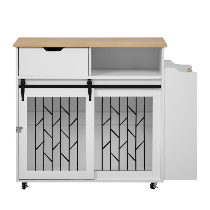 2-in-1 Pet Friendly Dog Crate Kitchen Island End Table