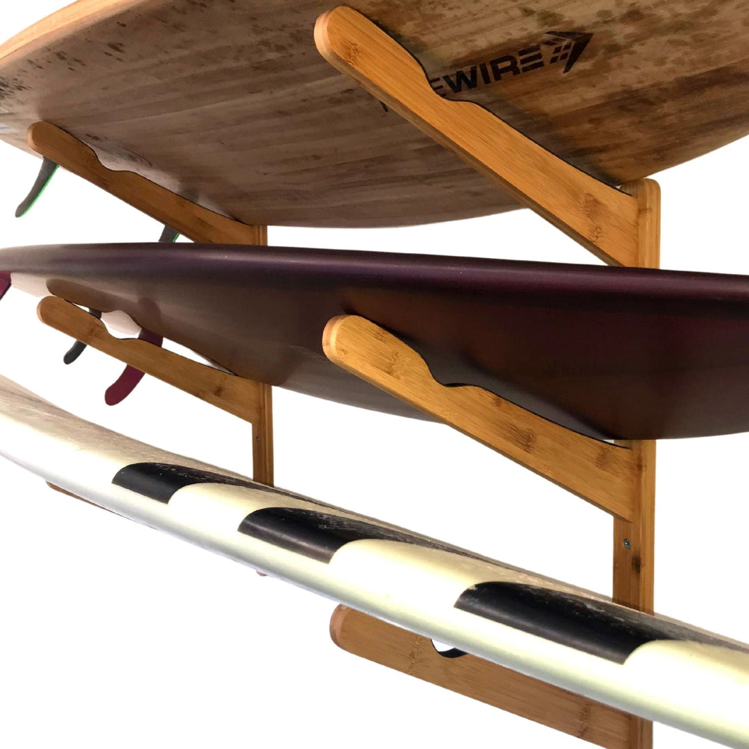 COR Surf Triple Surfboard Wall Rack - Bamboo or Dark Wood