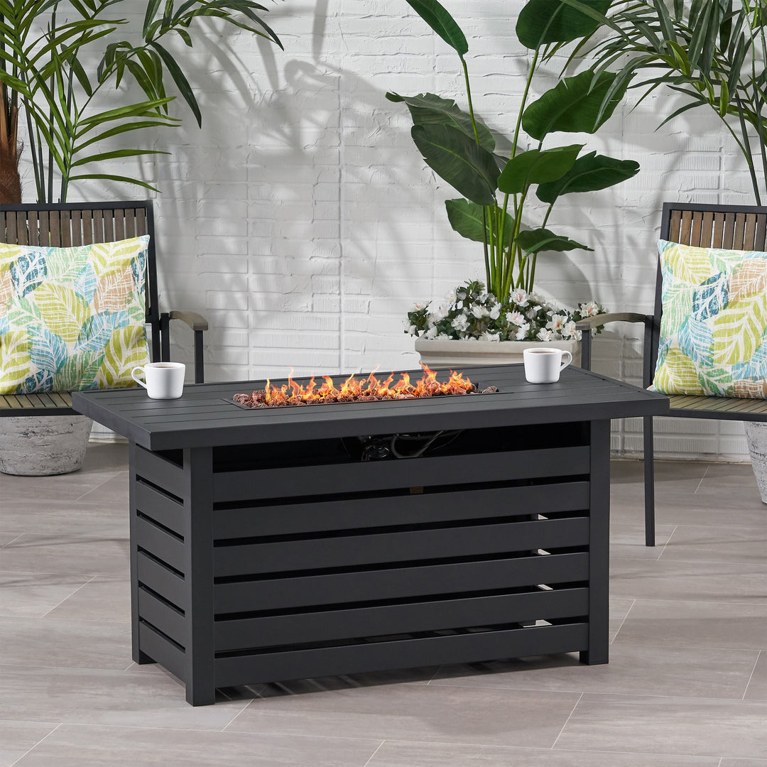 Rectangular Iron Fire Pit - 30,000 BTU - Tank Cover Inside