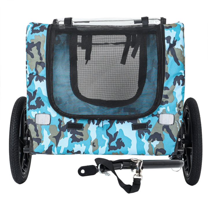 Outdoor Heavy Duty Collapsible Pet Bike Trailer with 16-Inch Wheels