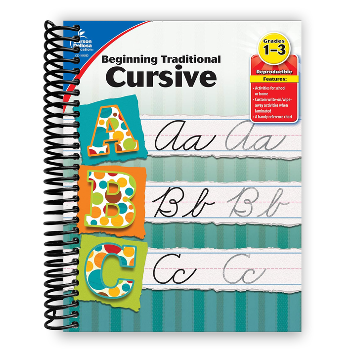 Carson Dellosa Beginning Traditional Cursive Handwriting Workbook for Kids, Handwriting Practice for Cursive Alphabet and Numbers Spiral Bound