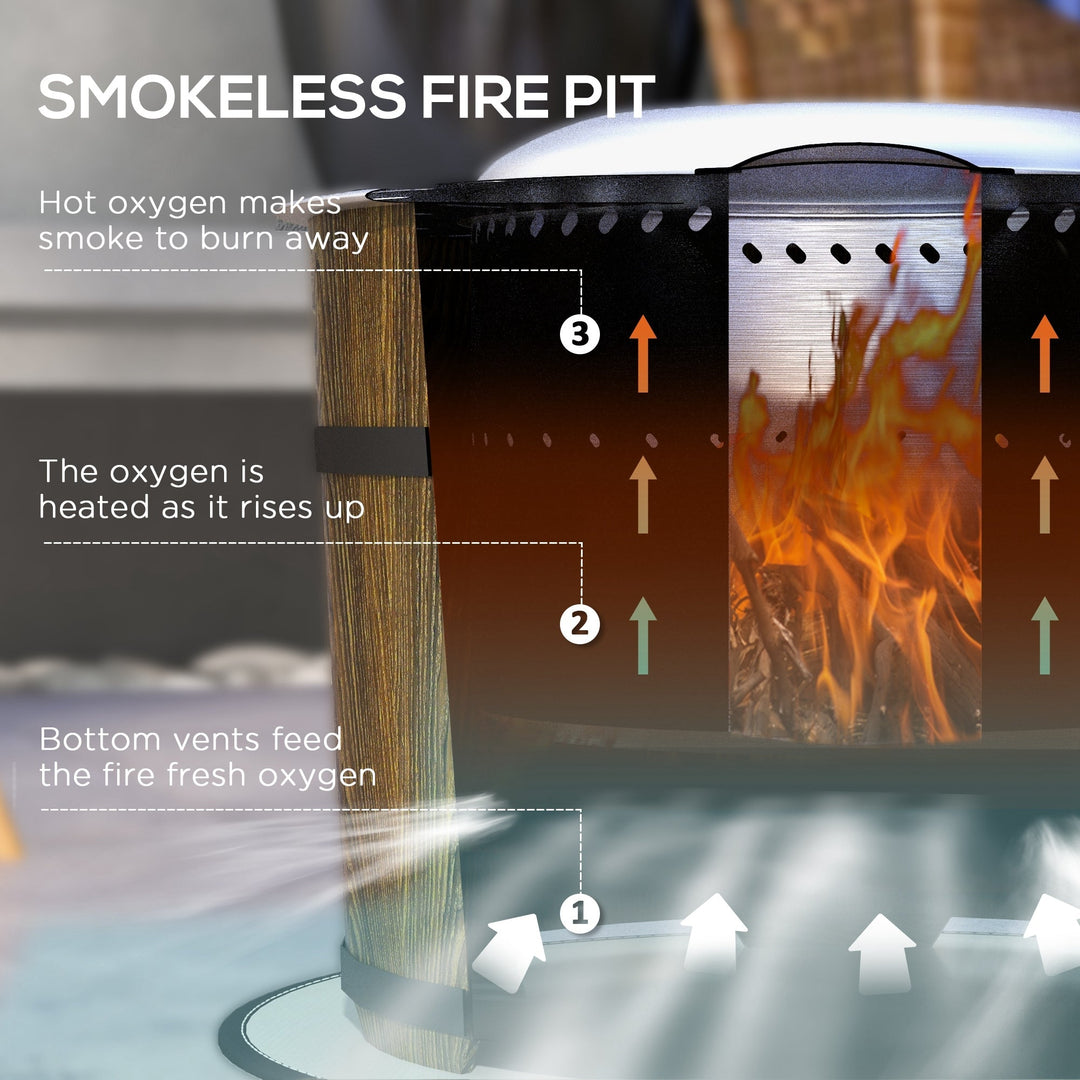 Smokeless Fire Pit with Fireproof Mat - 20.5' Barrel Style Portable Wood Burning Firepit