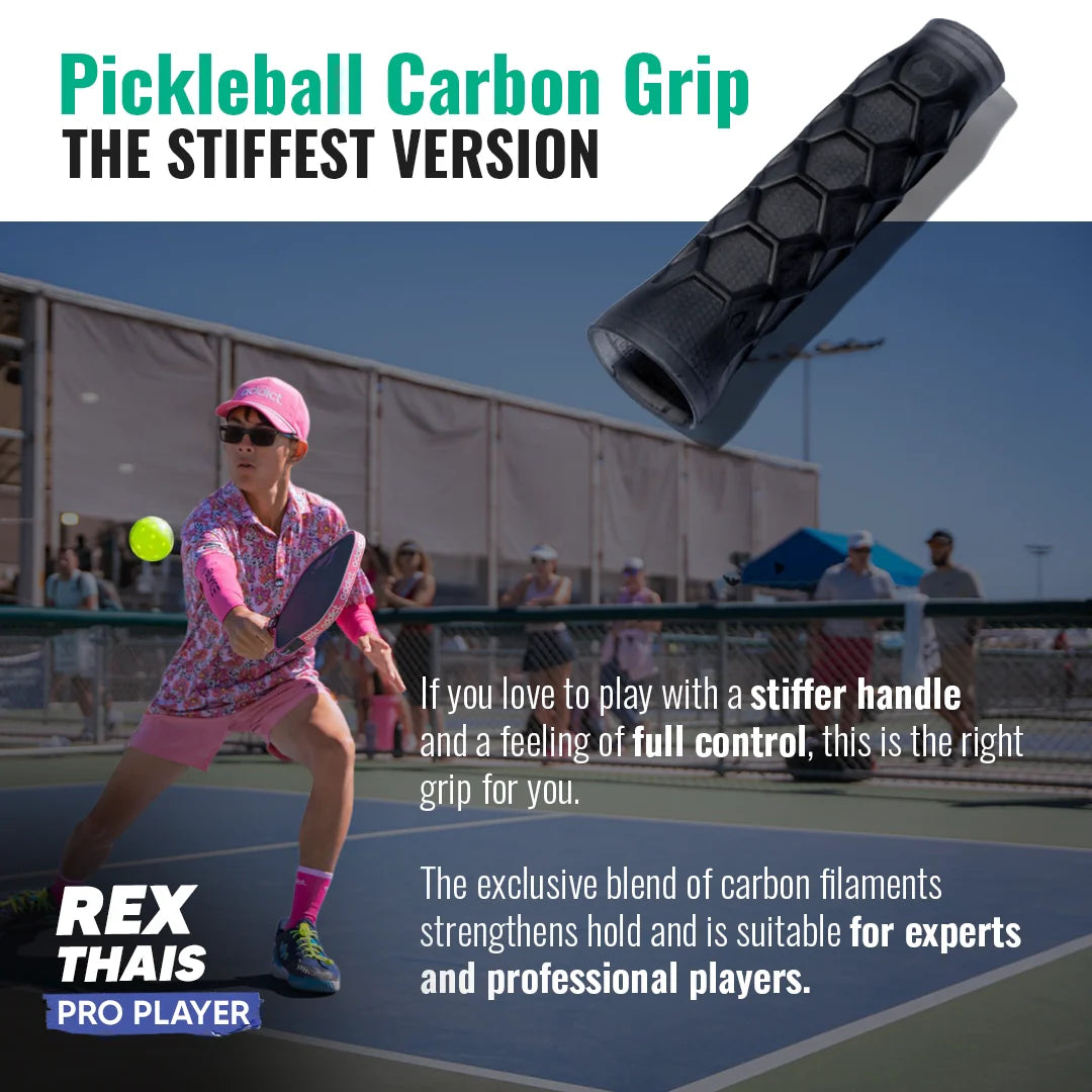 Hesacore Pickleball Carbon Grip - 5.25 Inches Long - Stiff Feel - Charcoal
