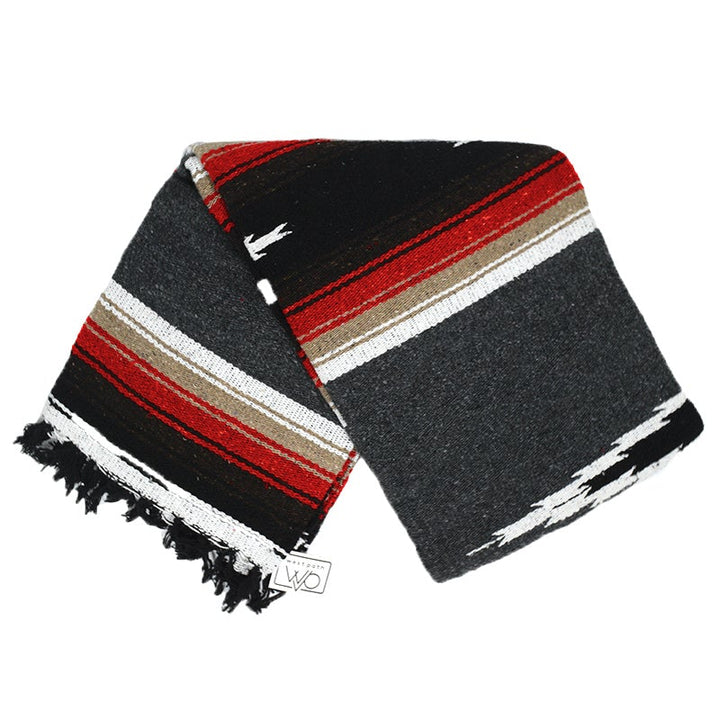 West Path Charcoal Retro Diamond Mexican Blanket