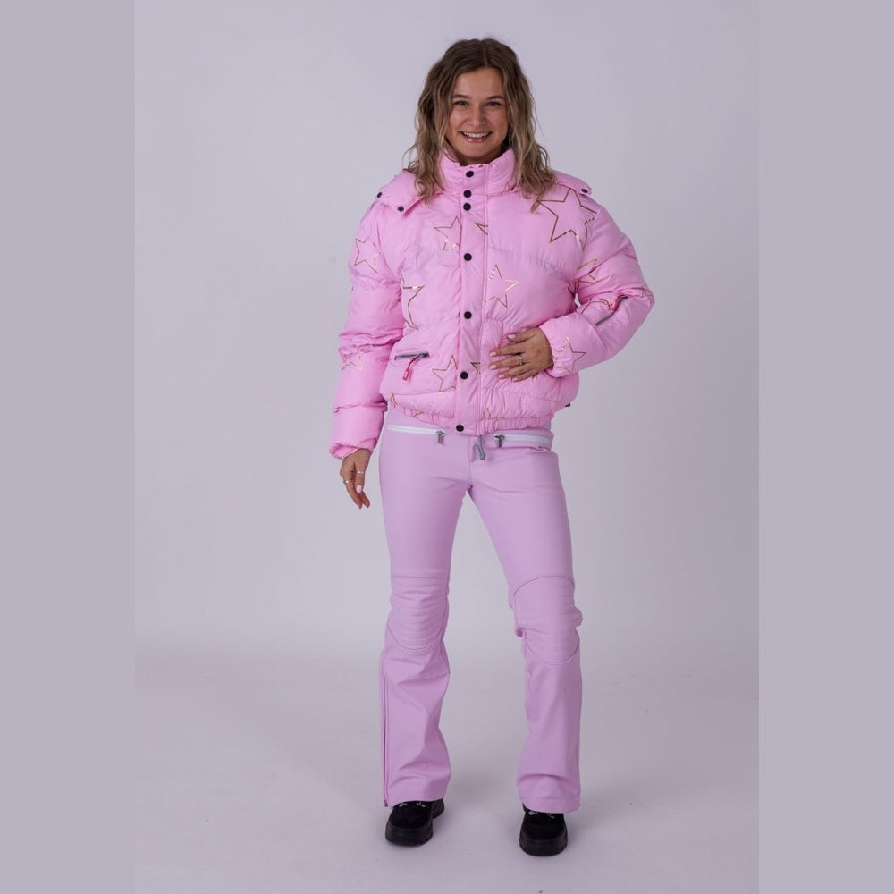 OOSC Clothing Chic Puffer Jacket - Pink with Gold Stars