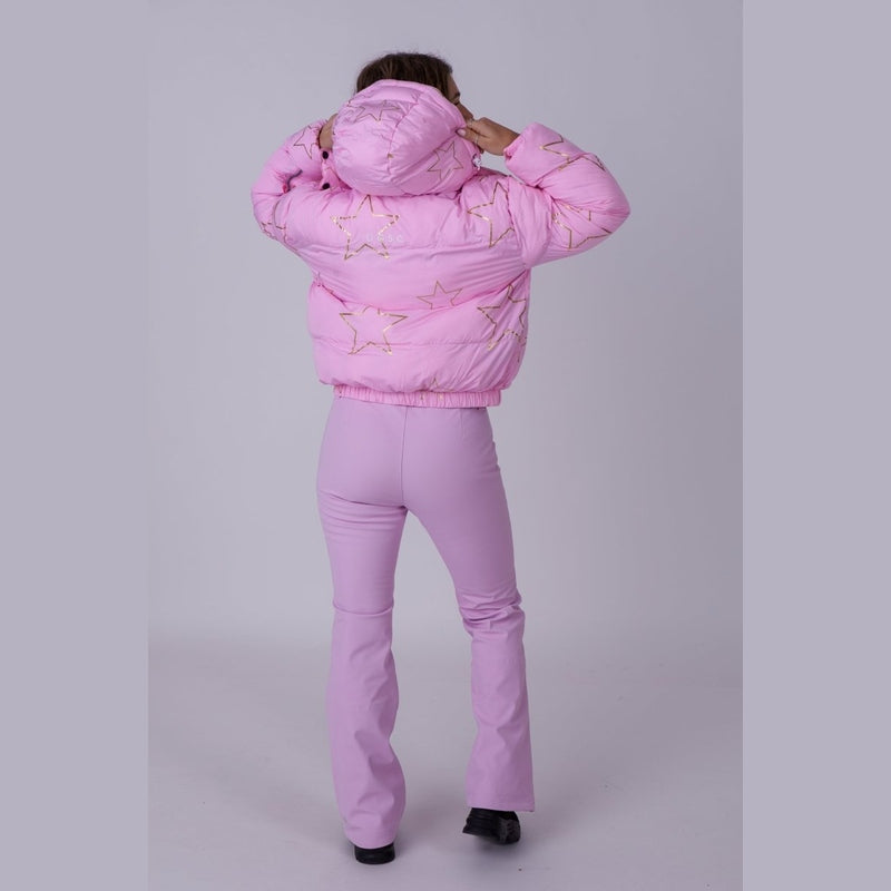 OOSC Clothing Chic Puffer Jacket - Pink with Gold Stars