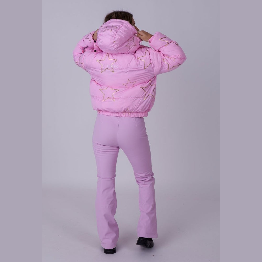 OOSC Clothing Chic Puffer Jacket - Pink with Gold Stars