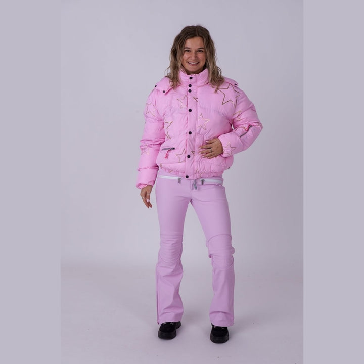 OOSC Clothing Chic Puffer Jacket - Pink with Gold Stars