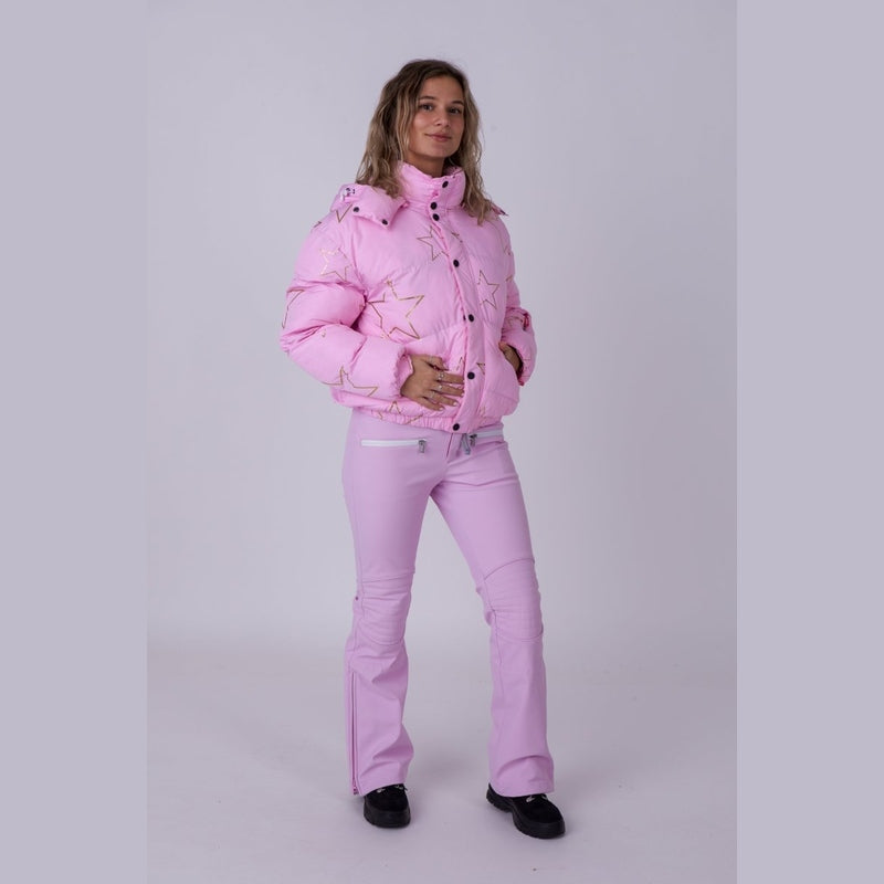 OOSC Clothing Chic Puffer Jacket - Pink with Gold Stars