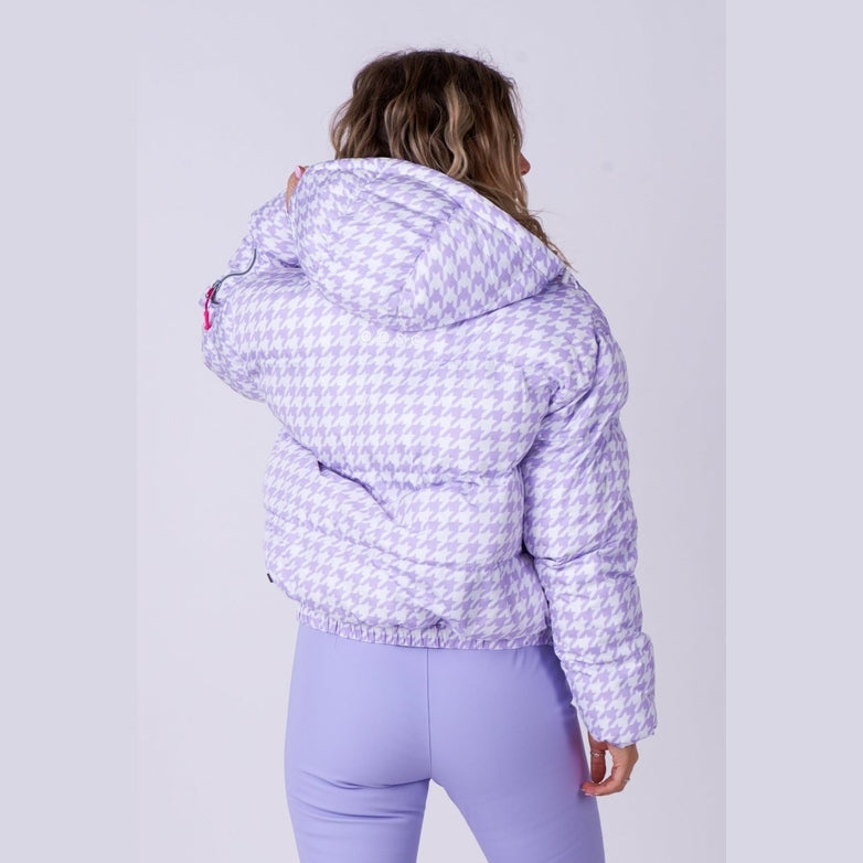 OOSC Clothing Chic Puffer Jacket - Purple Houndstooth