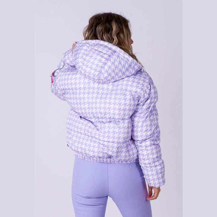 OOSC Clothing Chic Puffer Jacket - Purple Houndstooth