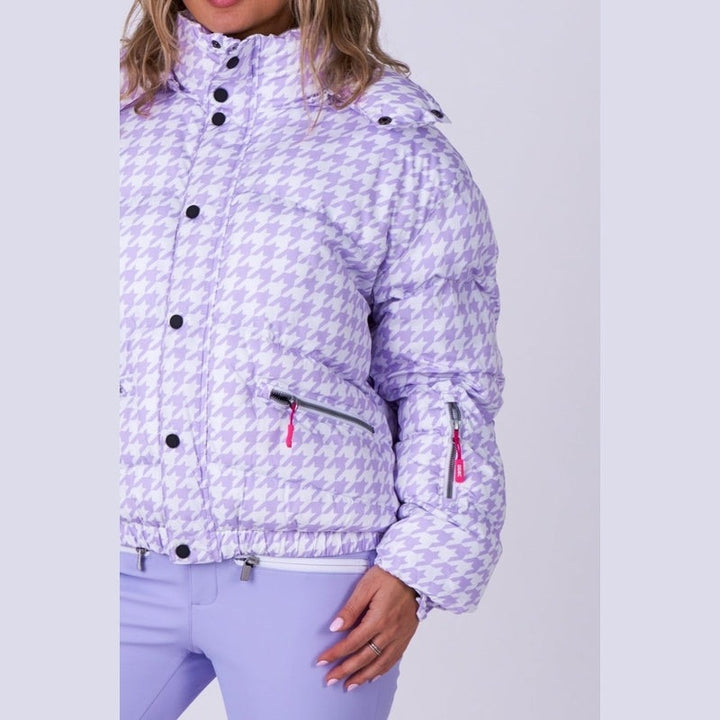 OOSC Clothing Chic Puffer Jacket - Purple Houndstooth