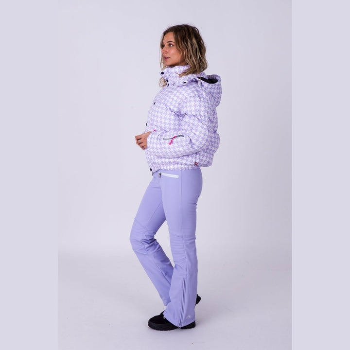 OOSC Clothing Chic Puffer Jacket - Purple Houndstooth